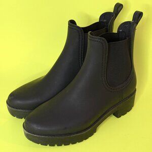 Jeffrey Campbell Cloudy Rain Boot Black Matte Rubber Chelsea